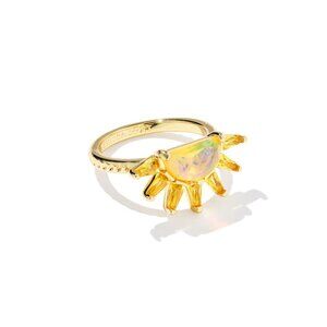 KENDRA SCOTT Samantha Sun Gold Band Ring Color Yellow Opalescent Resin-9